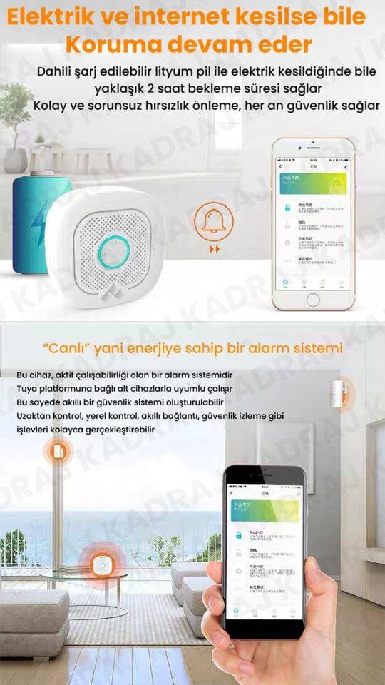 UNIYWELL WS-03 Kablosuz Ev Alarm Sistemi | CE Sertifikalı | Priz Tipi Ana Ünite |