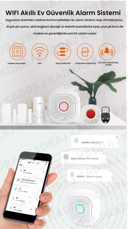 UNIYWELL WS-03 Kablosuz Ev Alarm Sistemi | CE Sertifikalı | Priz Tipi Ana Ünite |