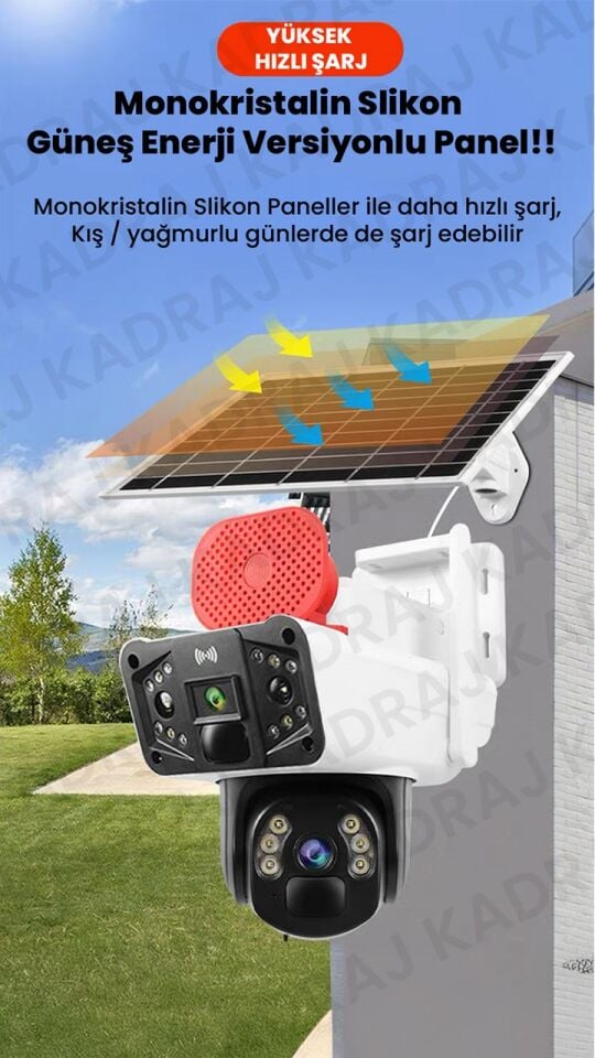 Sim Kartlı Güvenlik Kamerası, Solar Panelli Kamera, 4G  X47C PRO 3  EKRANLI Solar Kamera