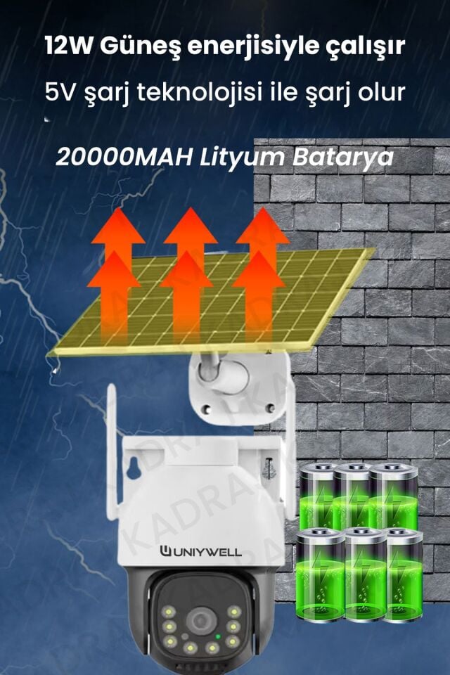 6MP AOV Solar Panelli 4G e-SIM Güvenlik Kamerası – 20000mAh Batarya, 7/24 Sürekli Renkli Kayıt