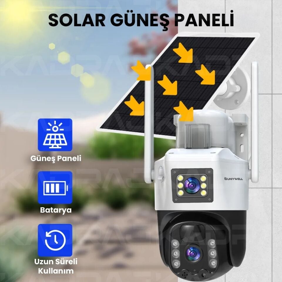 8MP 4G Sim Kartlı Güvenlik Kamerası, Solar Panelli, AOV Kesinsiz Kayıt, 1 YIL INTERNET, Oto Takip