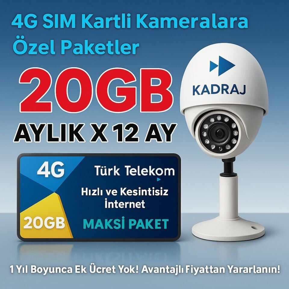 4G KAMERALARA ÖZEL TURK TELEKOM DATA SIM KART HATTI 20GB