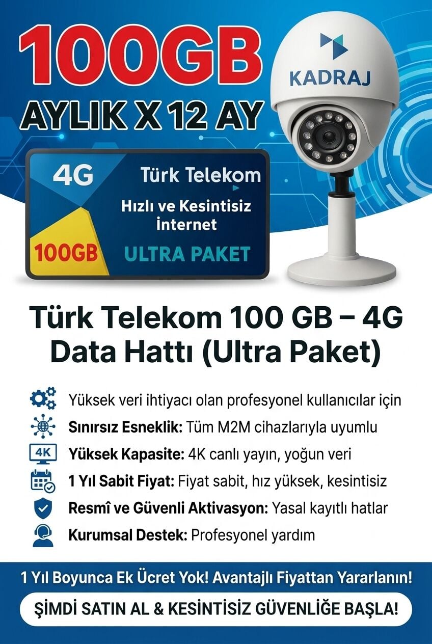 4G KAMERALARA ÖZEL TURK TELEKOM DATA SIM KART HATTI 100GB