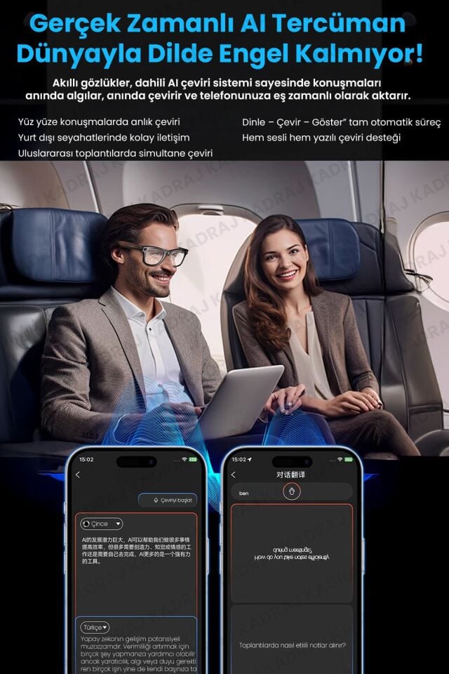 Yapay Zeka Destekli Akıllı Gözlük (W610 AI) - Fotoğraf Çekimi / Video Çekimi / Ses Kaydı