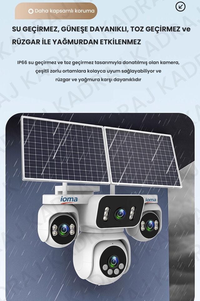 Sim Kartlı Kamera , Güneş Enerjili 4 Kameralı Solar Panelli Kamera , 20000 Mah | 2 Solar Panel | 4G