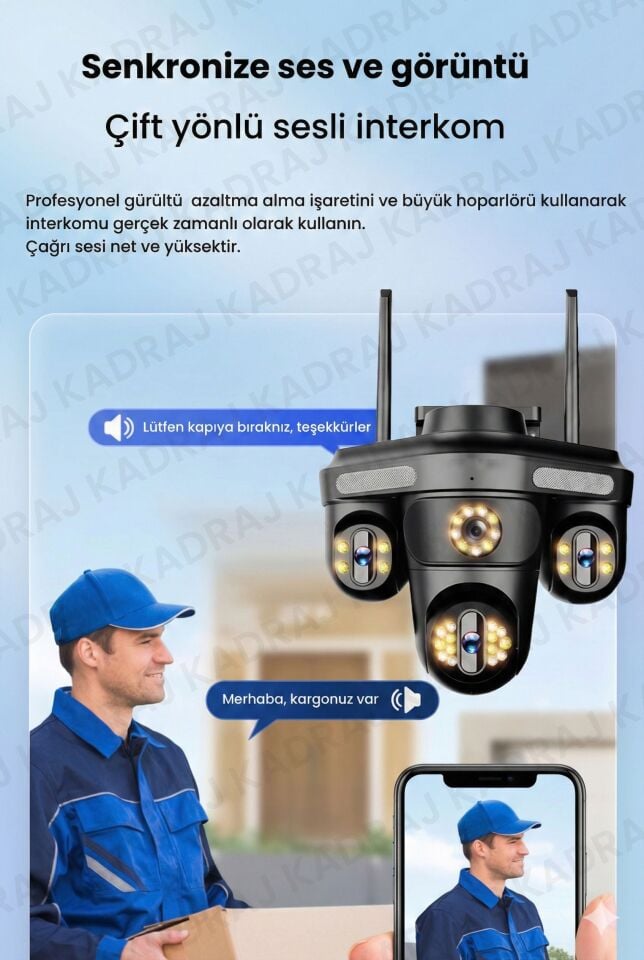 Güneş Enerjili Kamera - 4 Kameralı - 300GB TURKCELL Yıllık Sim Kart Dahil + 128GB SD Kart + 2 Solar