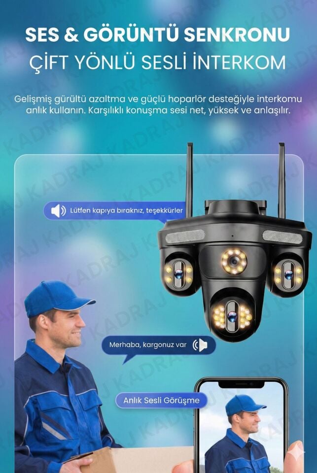 Sim Kartlı Kamera- 4 Kamera - 240GB TURK TELEKOM Yıllık Sim Kart Dahil + 128GB SD Kart + 2 Solar Pan