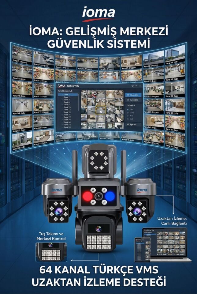 4 Kameralı Wifi - MAXI Scan Pro  - Çakarlı - 64 Kanal VMS Kablosuz Kamera