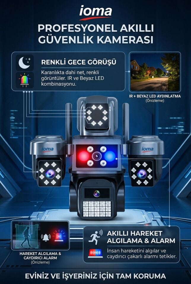 4 Kameralı Wifi - MAXI Scan Pro  - Çakarlı - 64 Kanal VMS Kablosuz Kamera