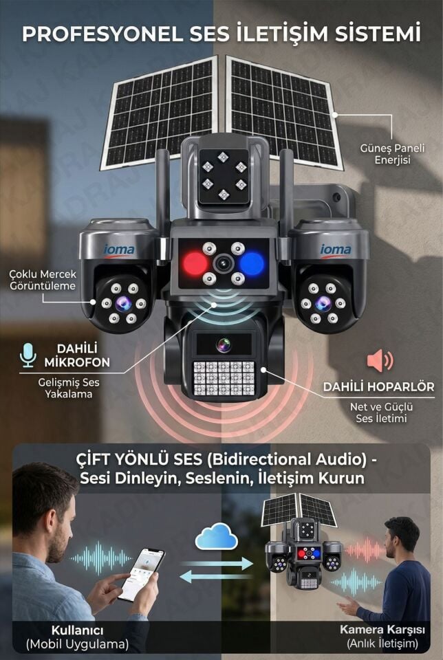 4 Kameralı, 4G Sim Kartlı, Yıllık 180GB Turkcell İnternet ve 128GB SD Kart Dahil, Çakarlı, Sirenli