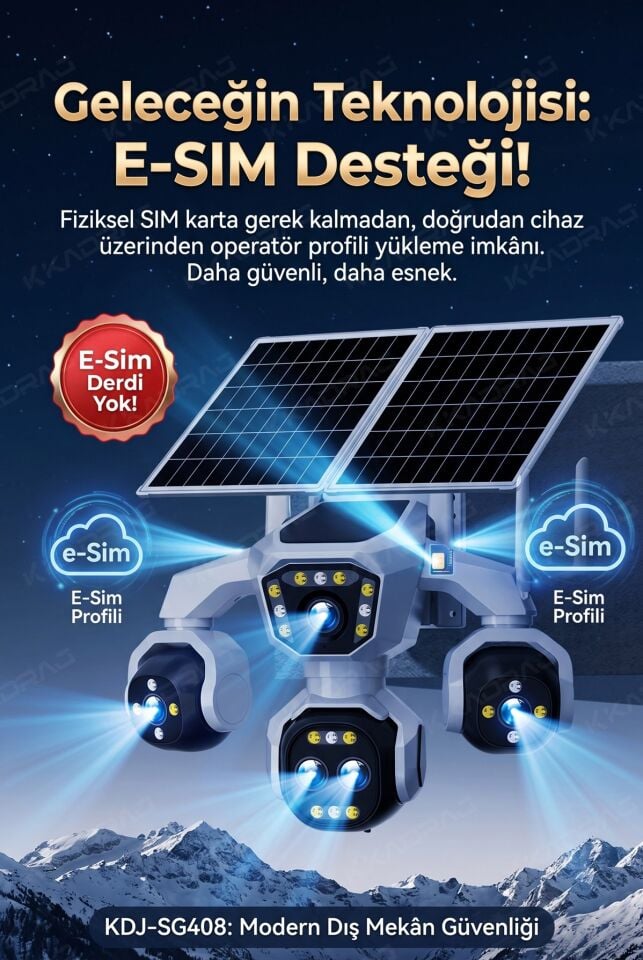4 Kameralı 4G/E-SIM Destekli 18X Optik Zoom PTZ Güneş Enerjili Profesyonel Dış Mekân Güvenlik Kamerası