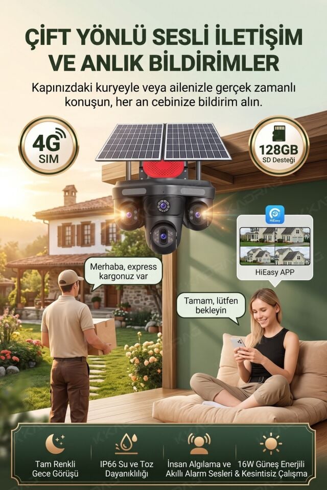 3  Otomatik PTZ Kamera + 1 Sabit Kamera Toplam 4 Kameralı 20GB Her Ay yenilenen Türk Telekom Hatlı