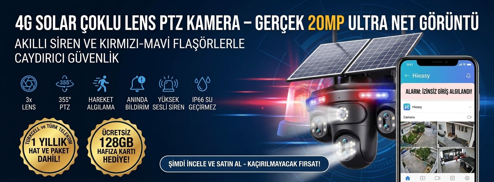 Solar Panelli Güneş Enerjili Kamera - Kadraj x67